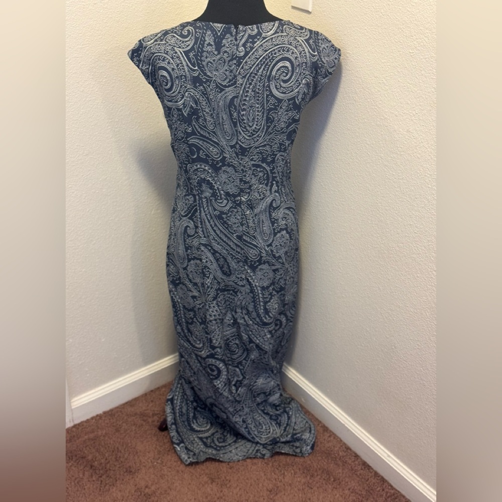Etro Blue Monochrome Paisley Printed Ruffle Midi Dress Size 46 10 $1950 - Picture 5 of 13
